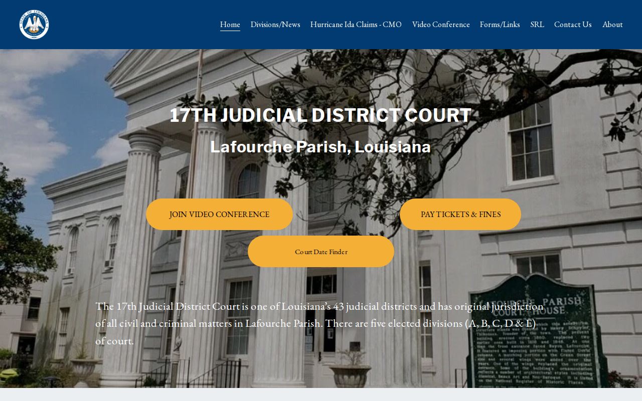 Seventeenth Judicial District divisions that issue Lafourche Parish warrant records
