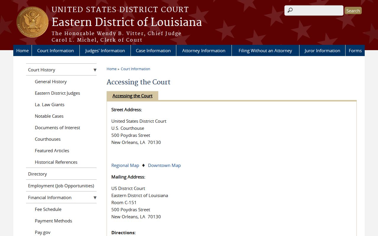 Federal courthouse used for federal arrest warrant matters involving Lafourche Parish